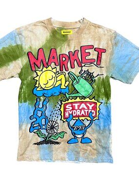 Market Chinatown Stay Hydrated Waterworks Tie Die Graphic T-Shirt, Men's Small